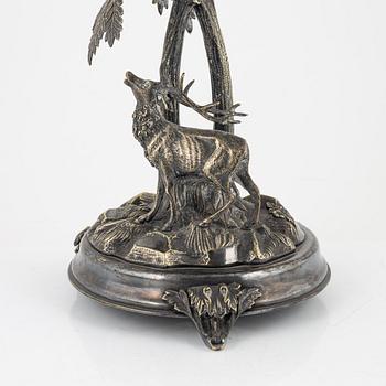 A silver plated and glass centrepiece, Henninger, Germany, late 19th Century.
