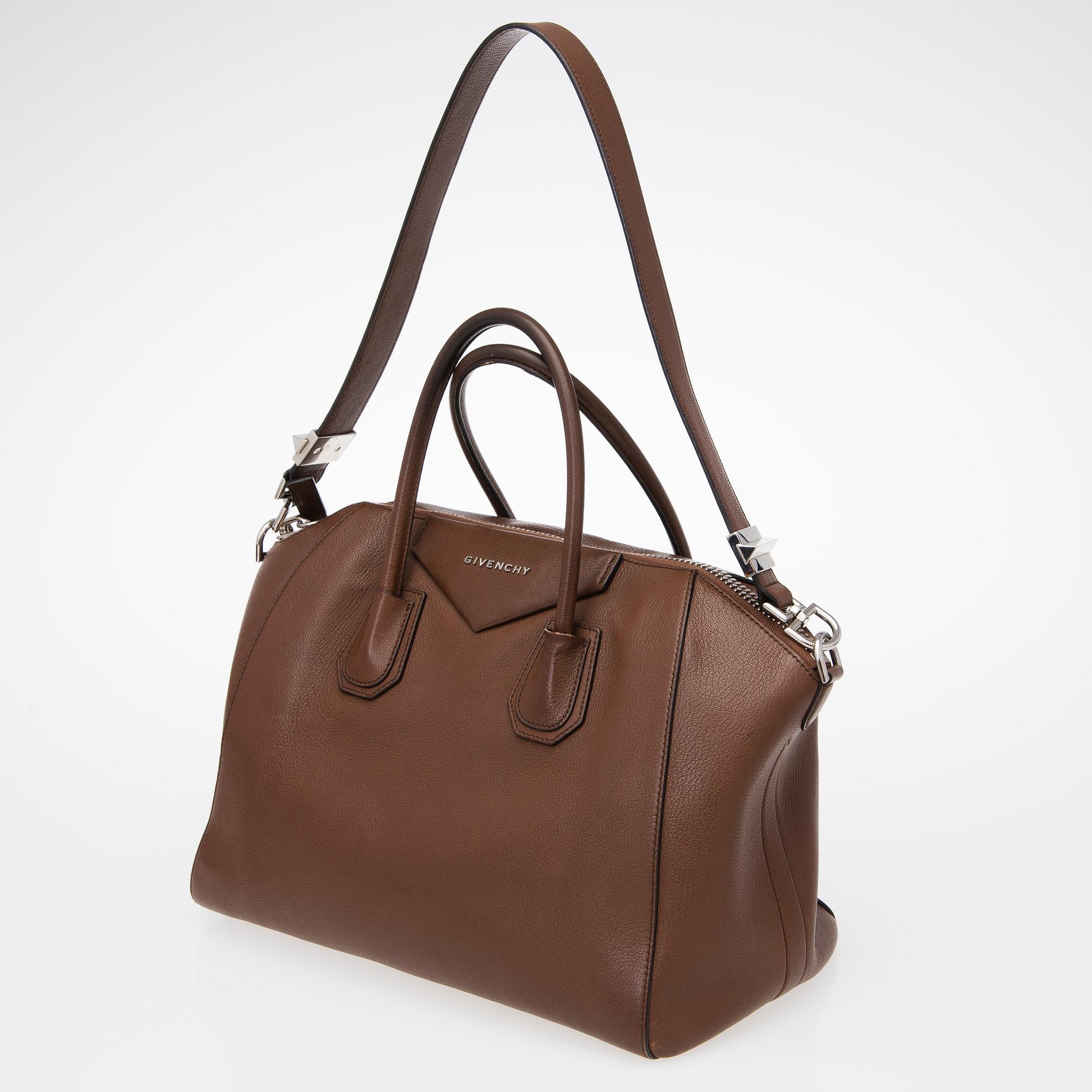 Givenchy Brown Leather Medium Antigona Bag.