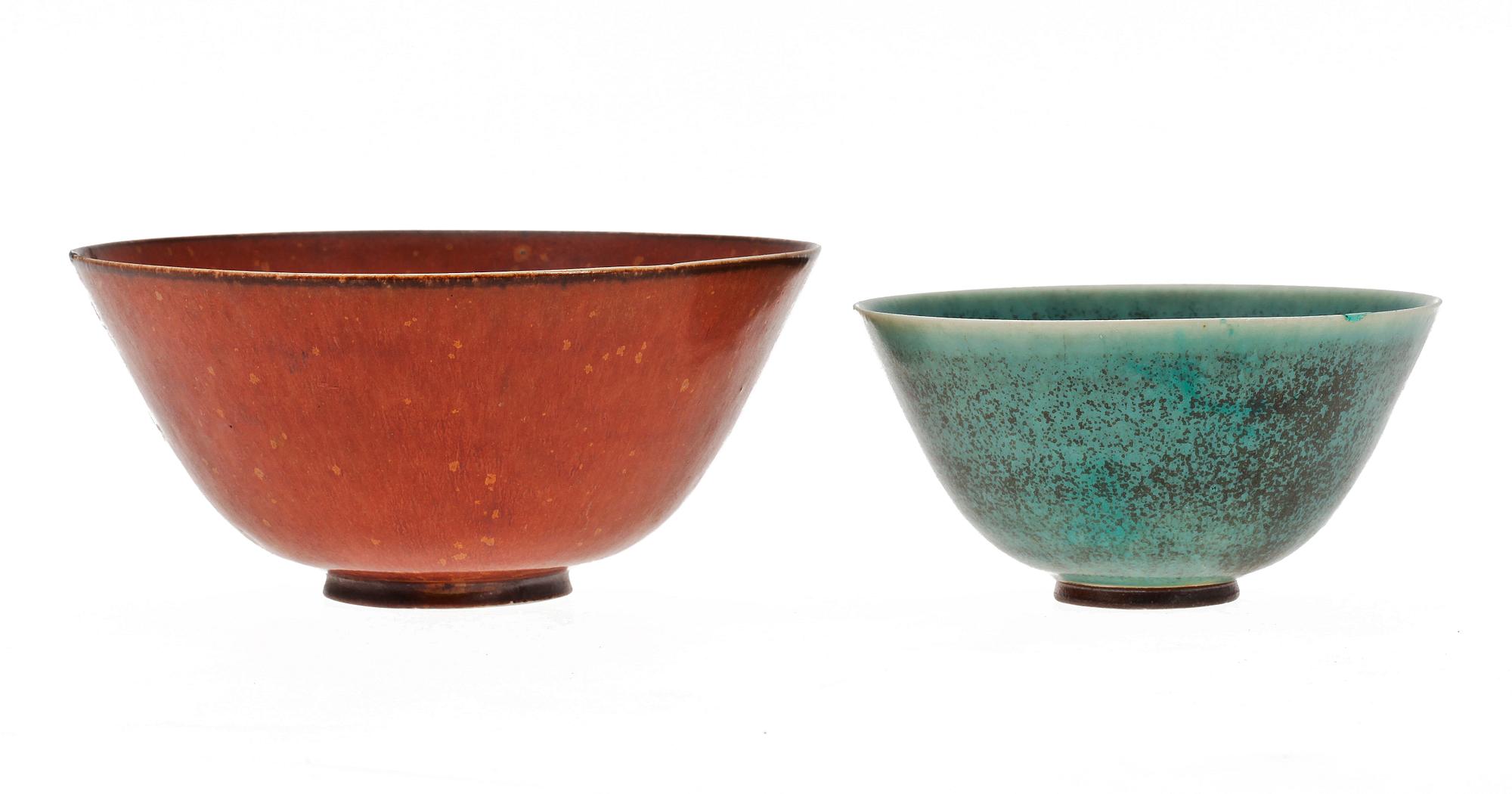 SKÅLAR, 2 st, stengods, Saxbo.