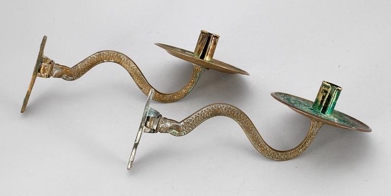 LJUSARMAR, ett par, mässing, empire, 1800-talets första hälft.