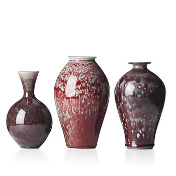 65. Berndt Friberg, a set of three stoneware vases, Gustavsberg studio, Sweden 1974-78.