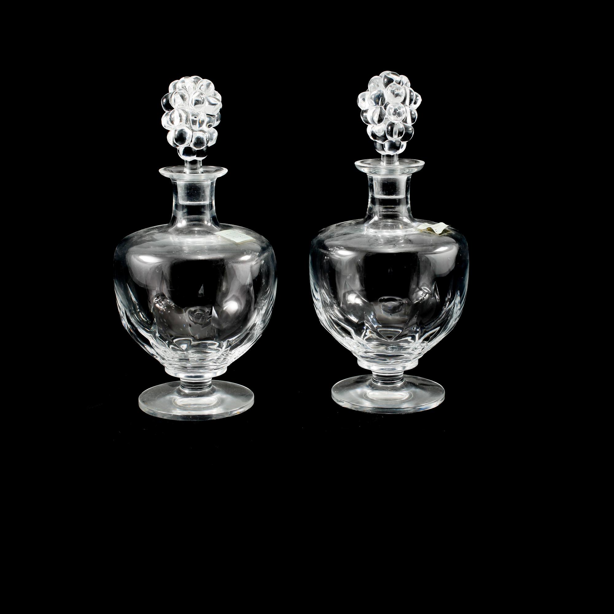 KARAFFER, ett par, glas, Lalique, 1900-talets andra hälft.