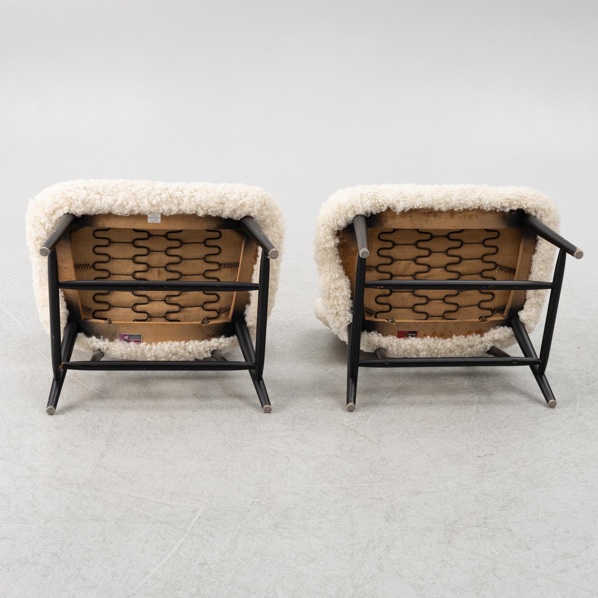 Alf Svensson, a pair of 'TeVe' armchairs, Bra Bohag, Studio Ljungs Industrier 1950s.