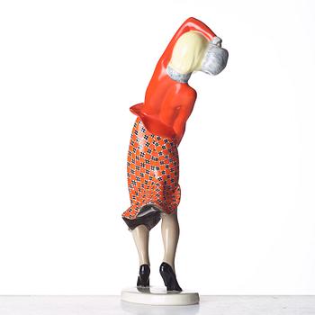 Helen König Scavini, a "Colpo di vento", n. 363, creamware figure, Lenci, Italy 1930's.