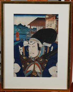 TRÄSNITT, 2 st, okänd konstnär, Japan.