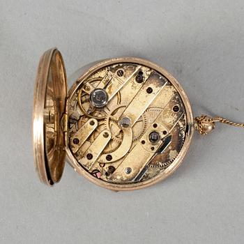 FICKUR i ASK, 14K guld, Culindre, sent 1800-tal/tidigt 1900-tal.