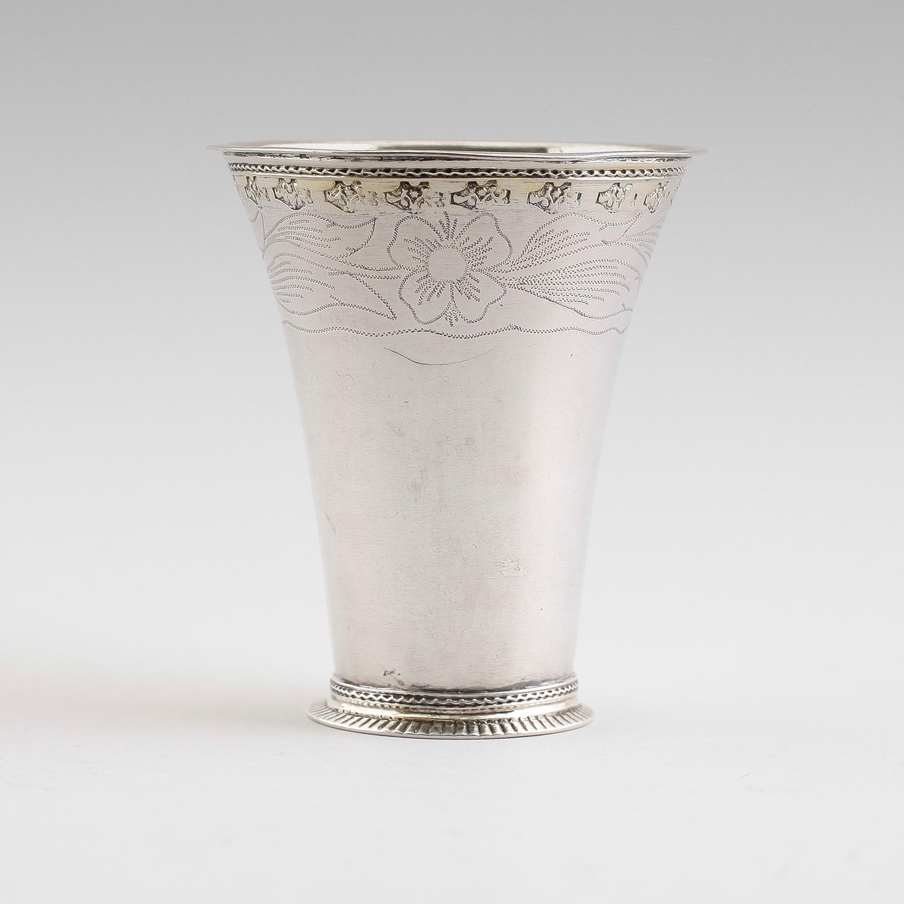 BÄGARE, silver, Henrik Nourin, Norrköping 1769. Vikt ca 95 gram.