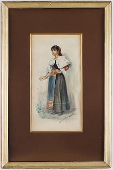Jenny Nyström, Portrait of a young woman in half profile.