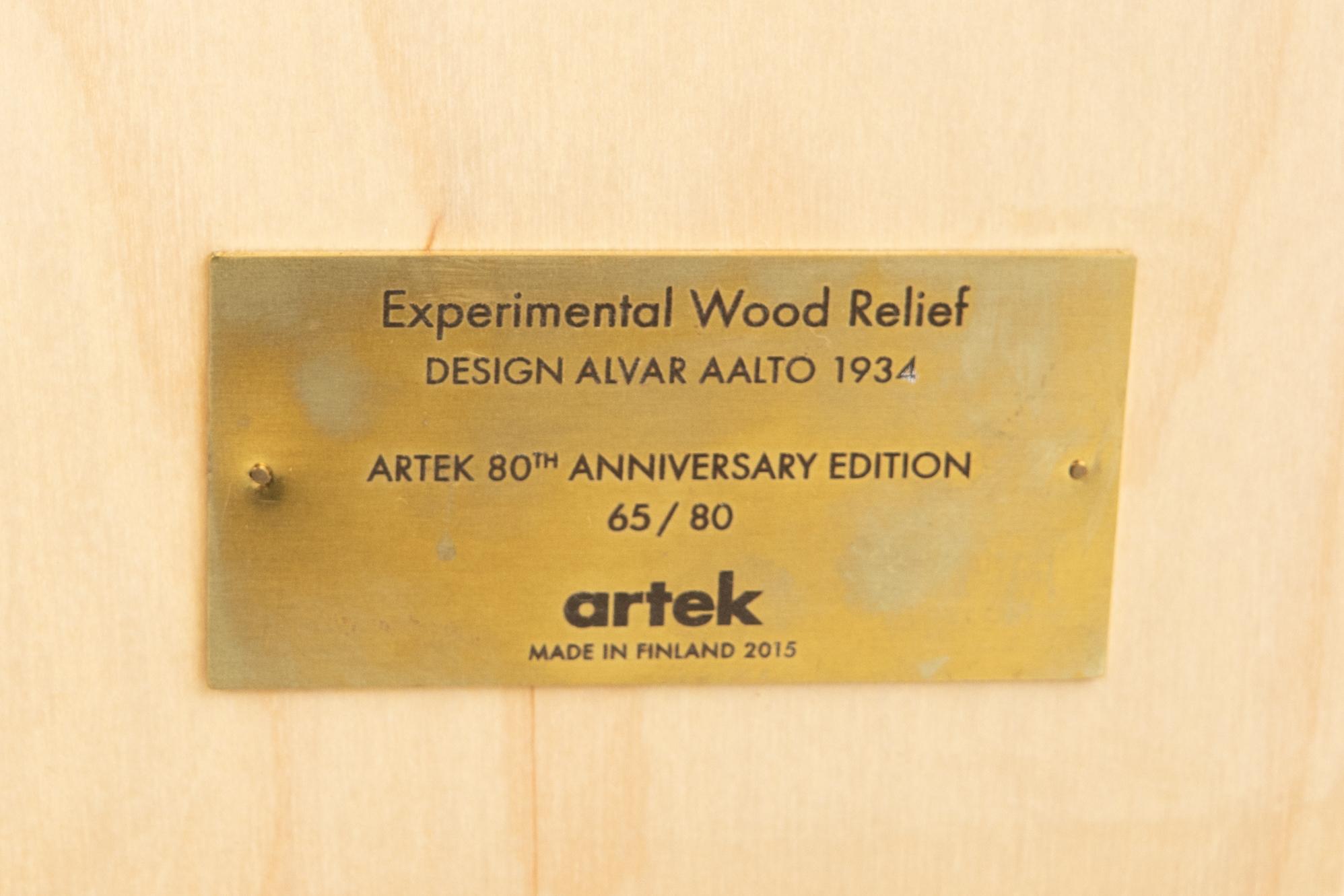 Alvar Aalto, relief, "Exprimental wood relief" anniversary edition Artek nr 65/80.