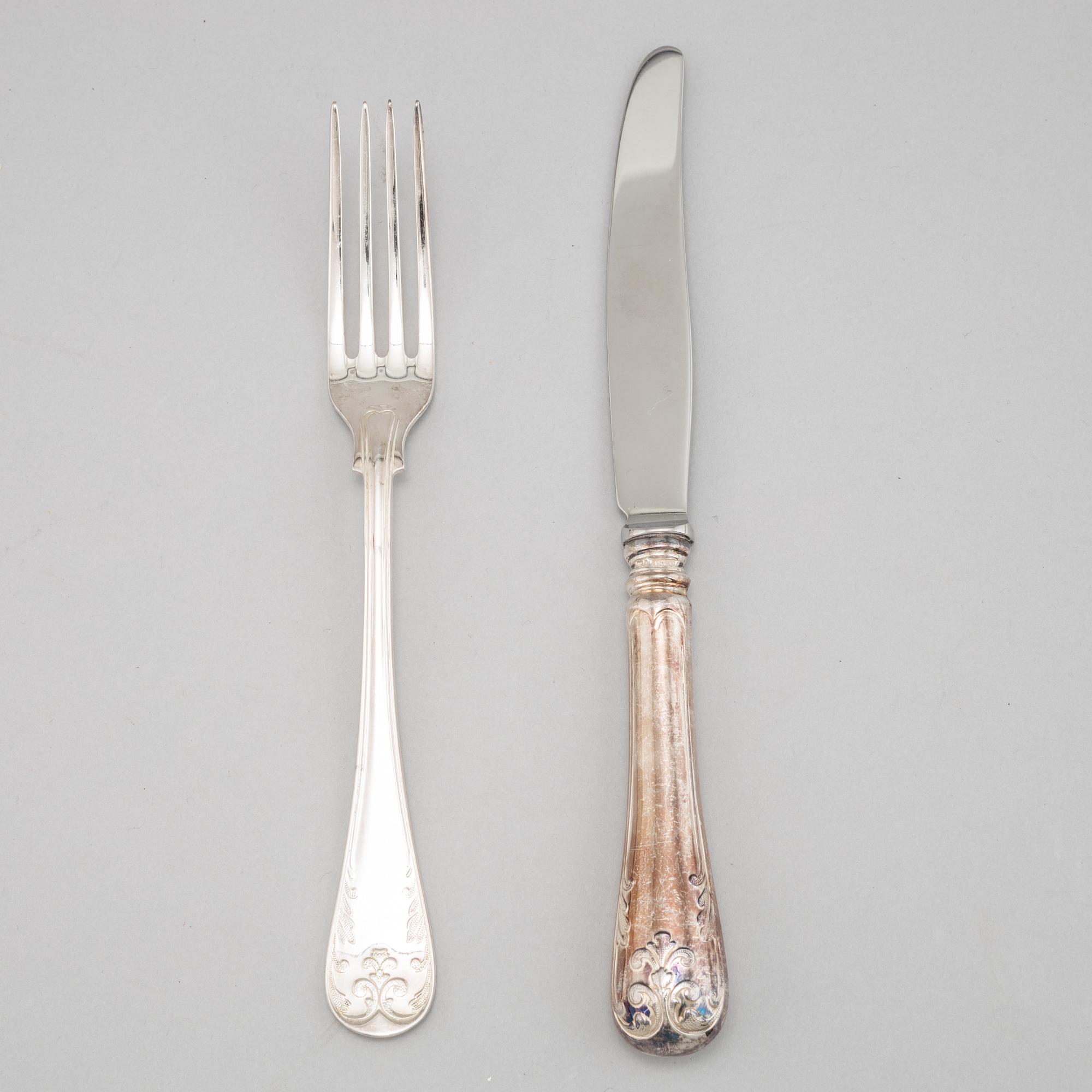 A 12 piece silver cutlery set, modell 'Gammal Fransk', mark of GAB, Eskilstuna.