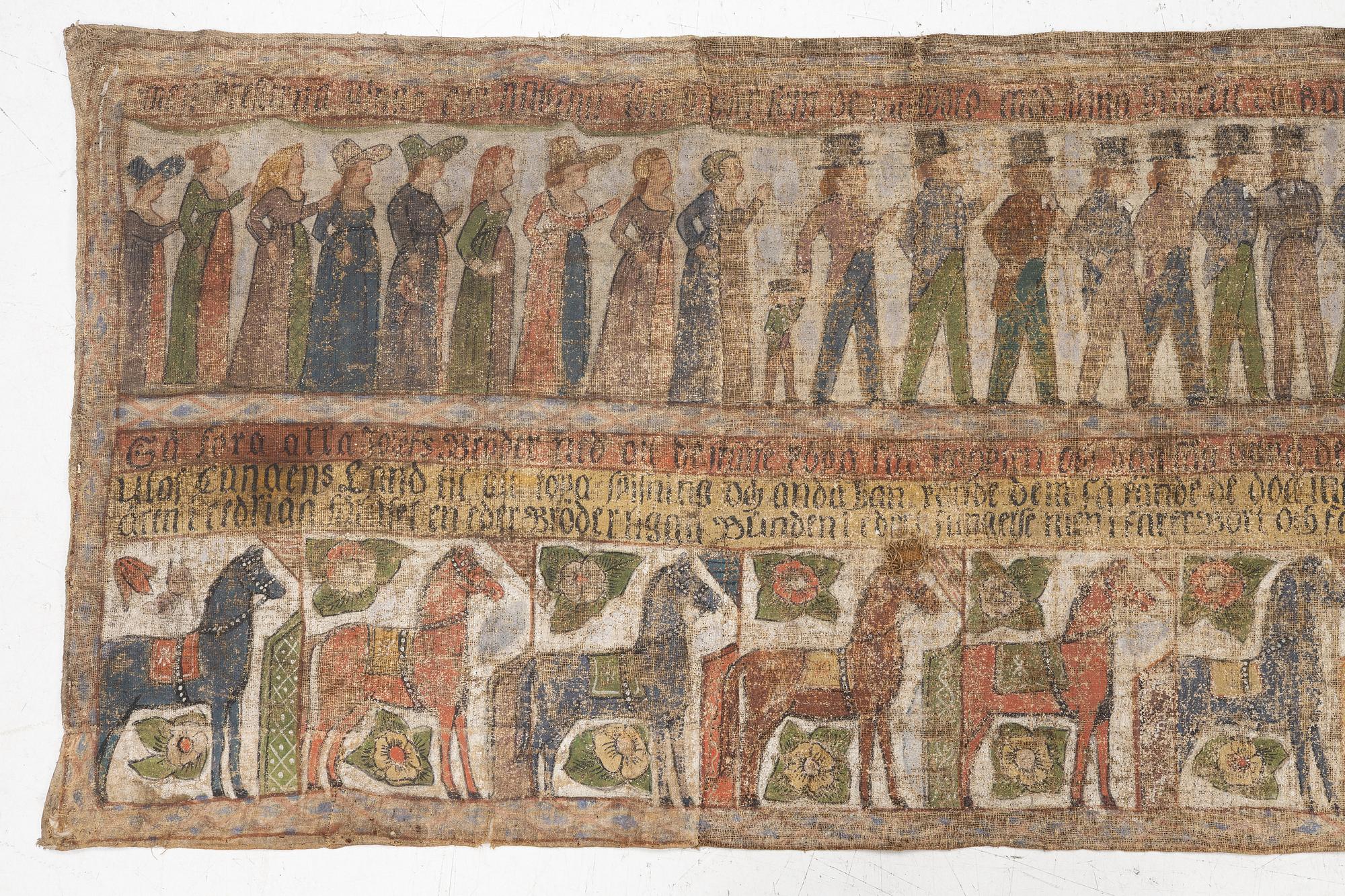 Textile painting, folk art, Halland, Knäred, 17th/18th century.
