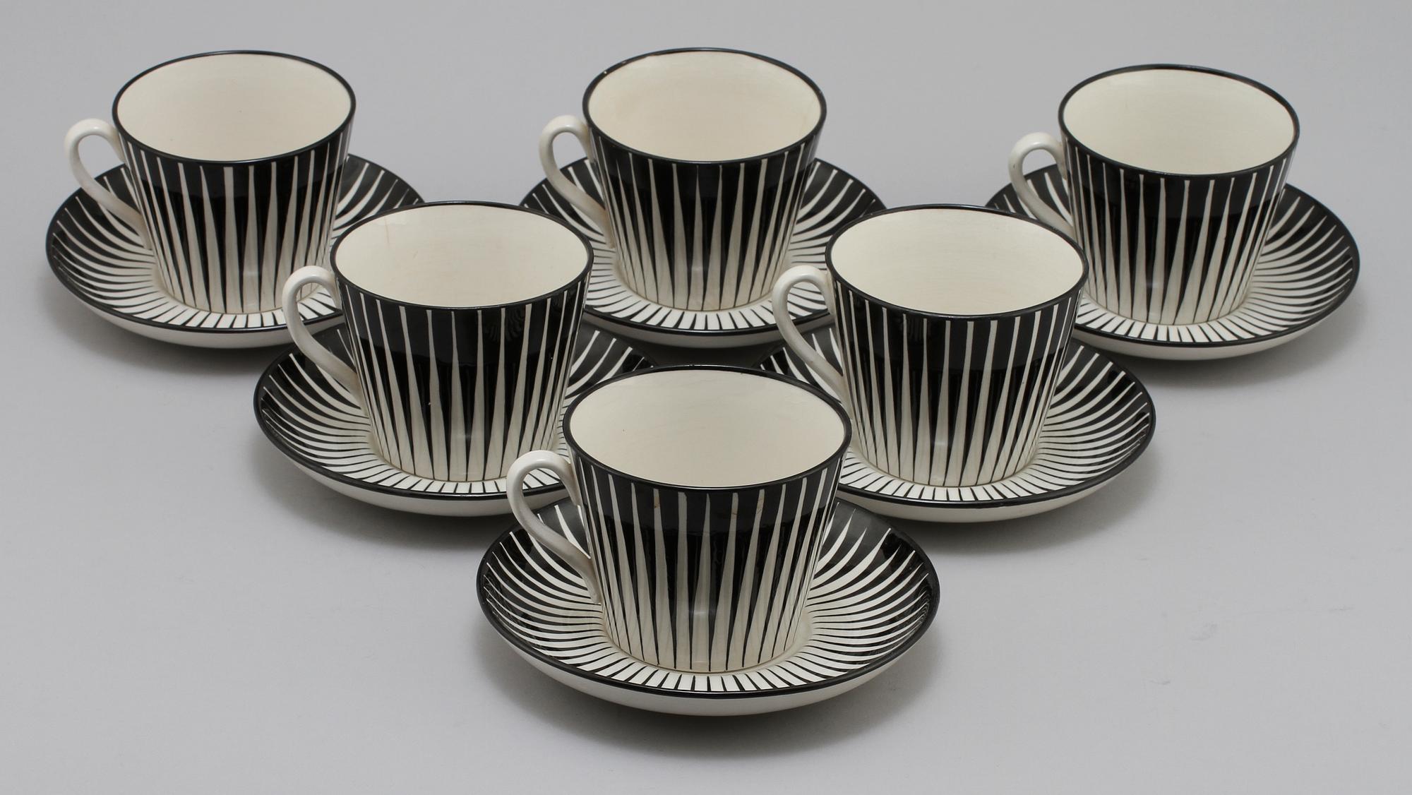 TEKOPPAR, 6 st, "Zebra", Eugen Trost, Upsala-Ekeby Gefle, 1955-1967.