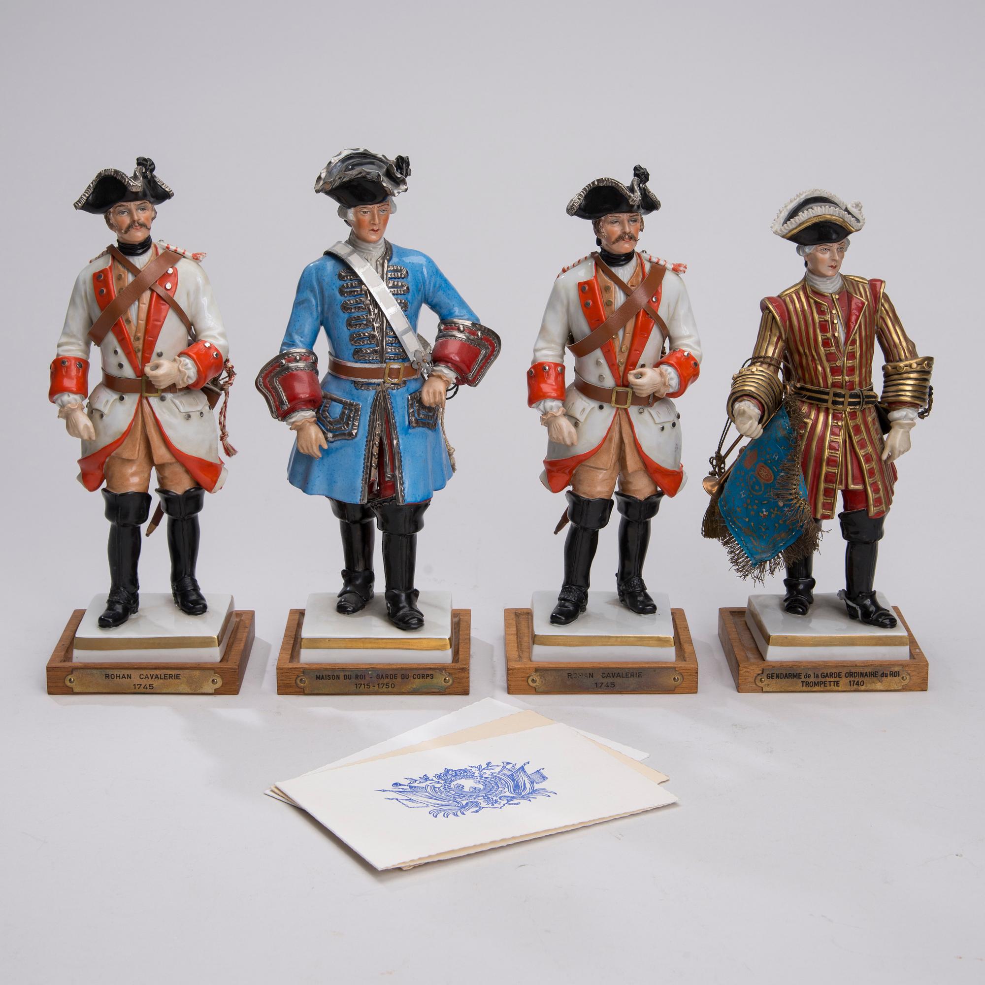 FIGURINER, 4 st, porslin, Les Collections Van Gerdinge, Frankrike, 1900-tal.