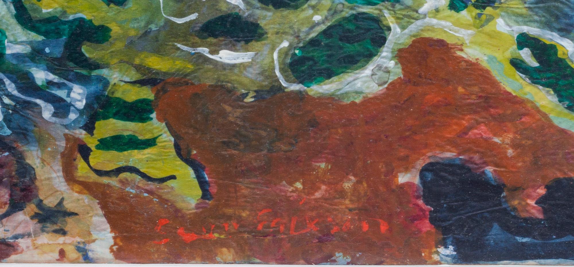 SVEN X:ET ERIXSON, blandteknik på papper uppfodrat på pannå, signerad.