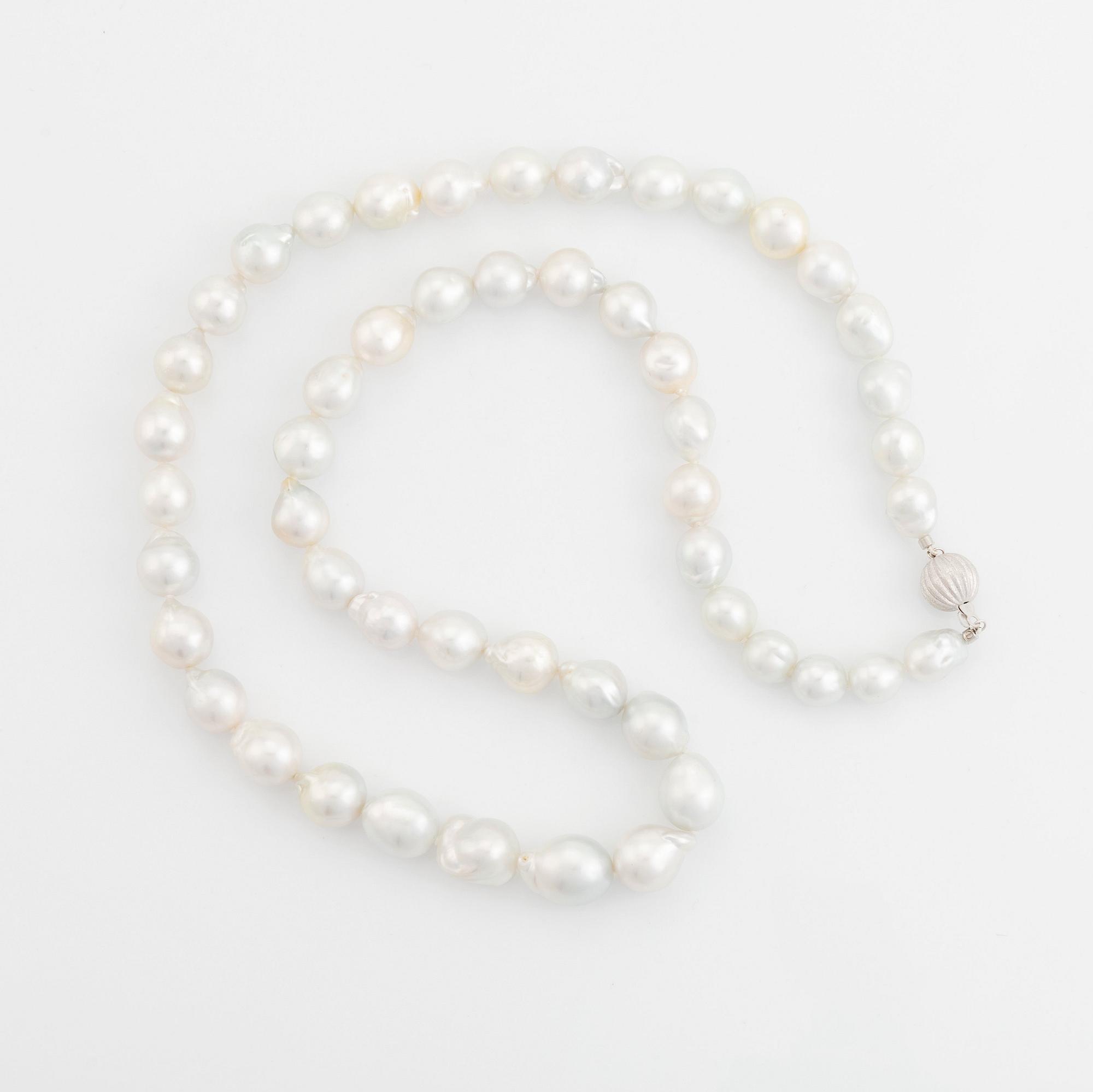 A cultured South Sea pearl necklace.