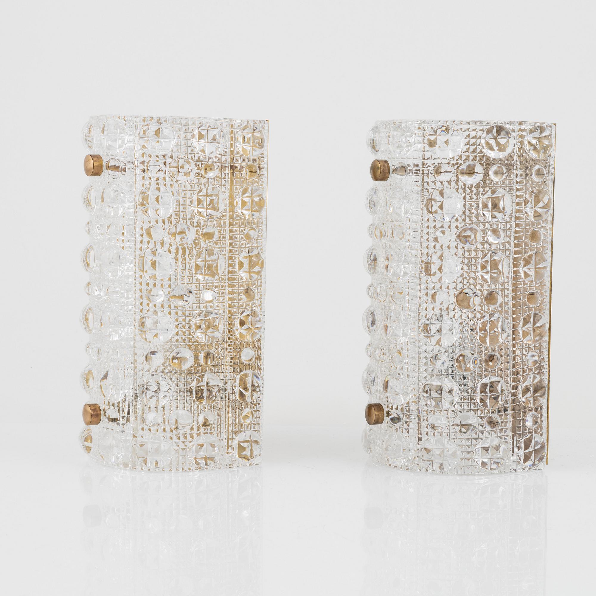 Carl Fagerlund, vägglampor ett par, Orrefors, 1960-tal.