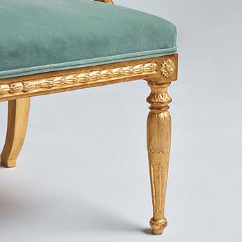 Karmstolar, ett par, tillskrivna Erik Öhrmark (mästare i Stockholm 1777-1813), Sengustavianska.
