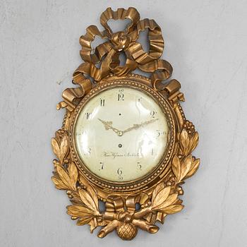 A Gustavian wall clock by Hans Wessman (active in Stockholm 1787-1805).