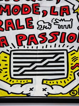 Offset bag in plastic from Keith Haring's exhibition at the Centre Pompidou, Paris, 1987.