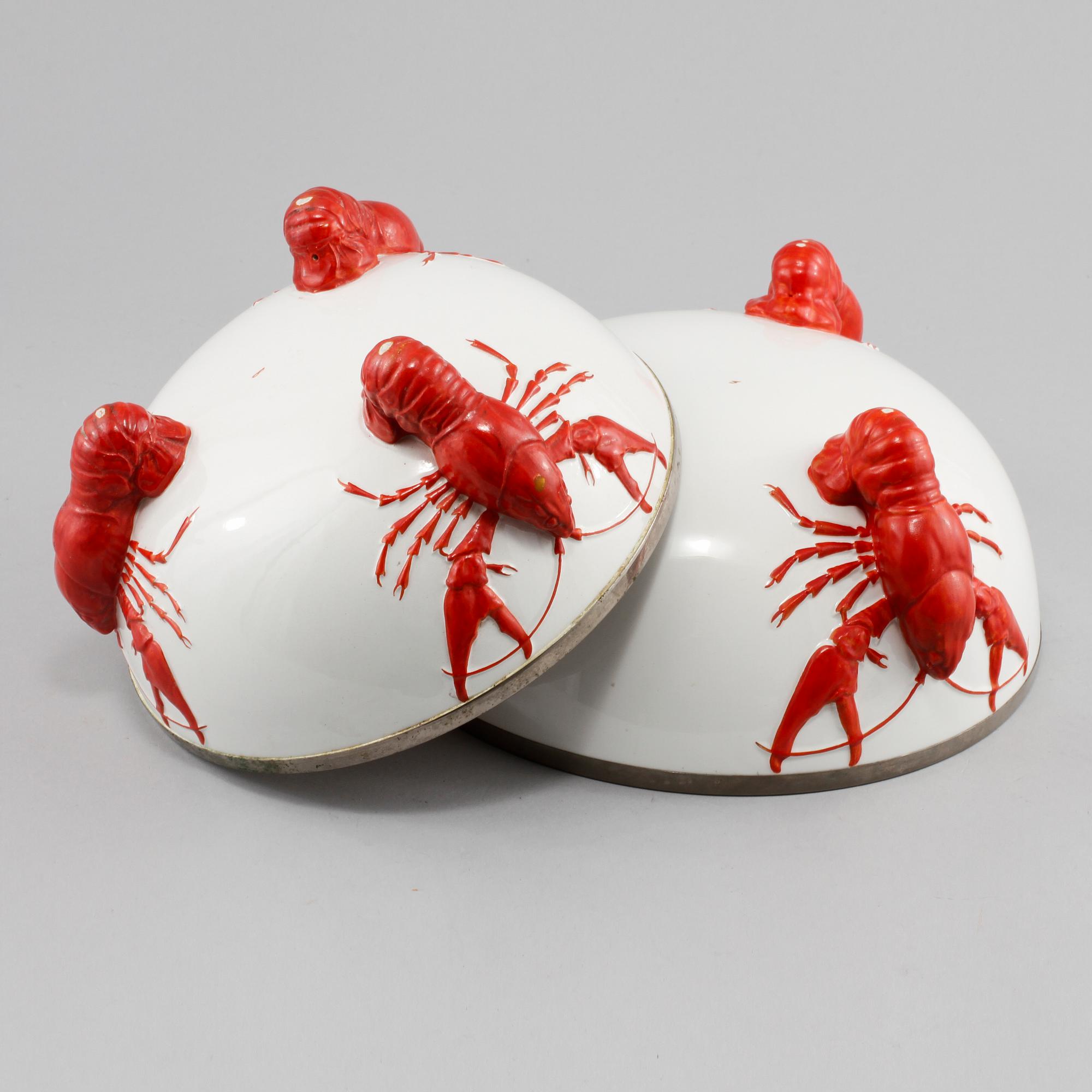 KRÄFTSKÅLAR, 2 st, flintgods, 1900-talets första del.