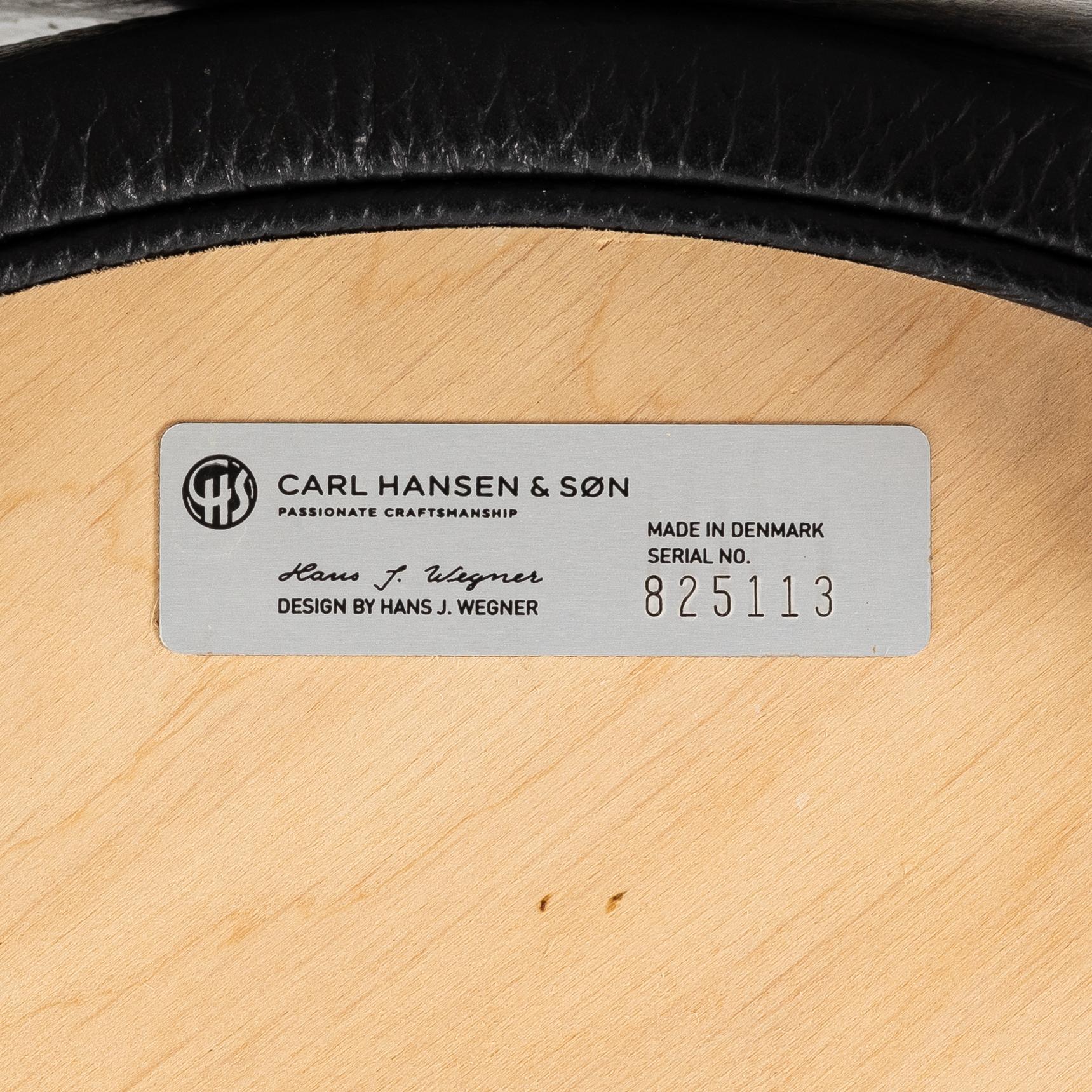 Hans J Wegner, bar stools, a pair, Carl Hansen & Son. CH 56.