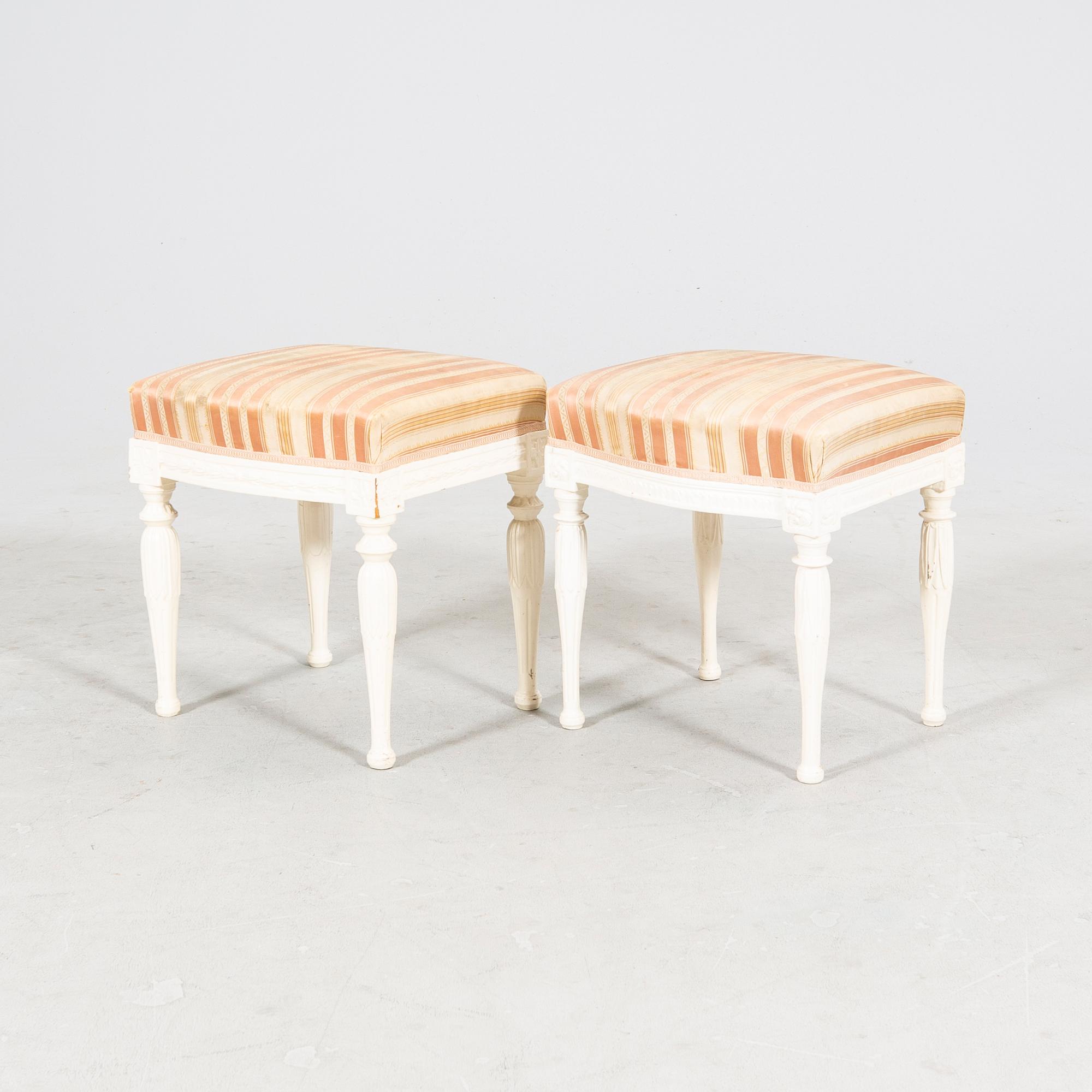 Carl Johan Wadström, a pair of signed late Gustavian signed stools.