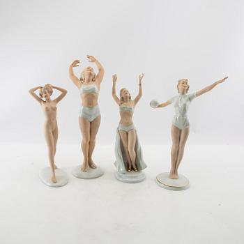 Figurines 4 pcs Wallendorf Germany mid-20th century porcelain.