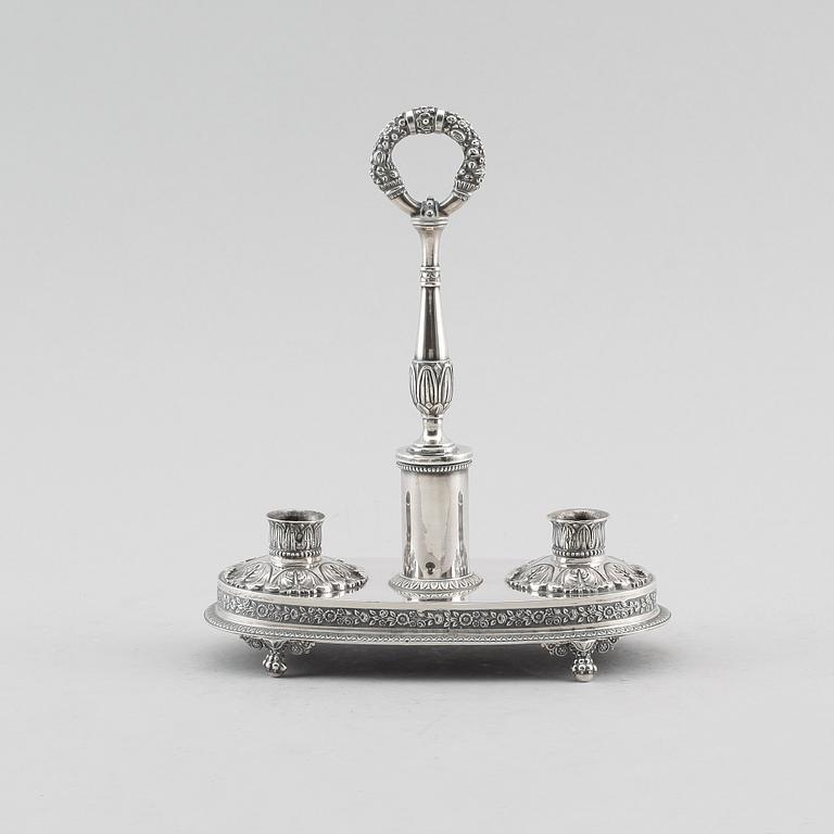 LJUSSTAKE, silver, Paris, 1800-talets första hälft. Vikt ca 350 gram.