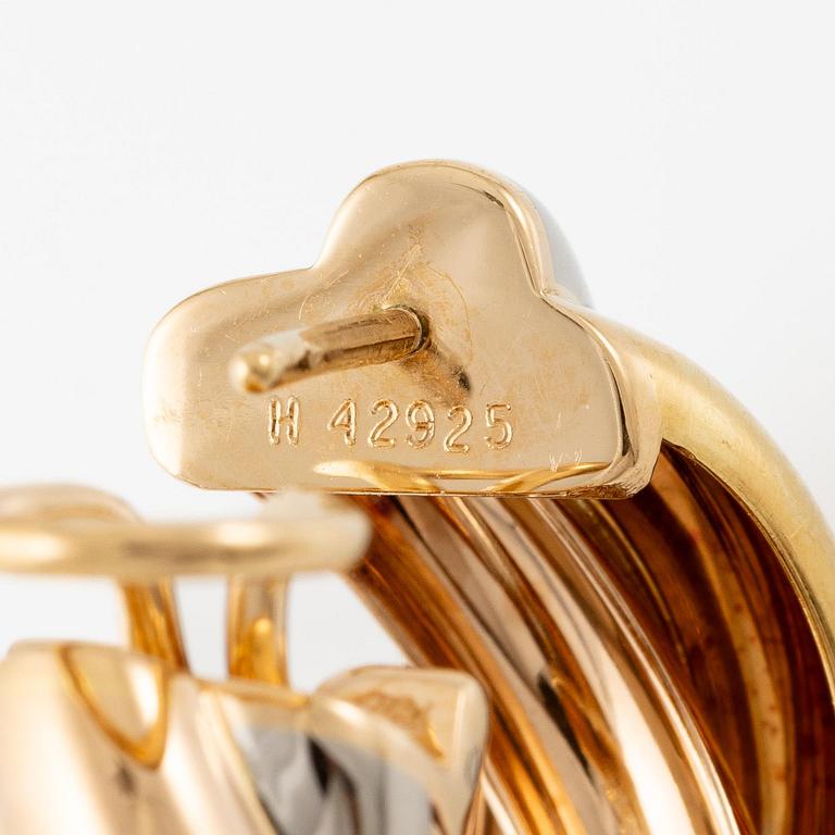 Cartier a pair of "Trinity" earrings in 18K gold in three colours.