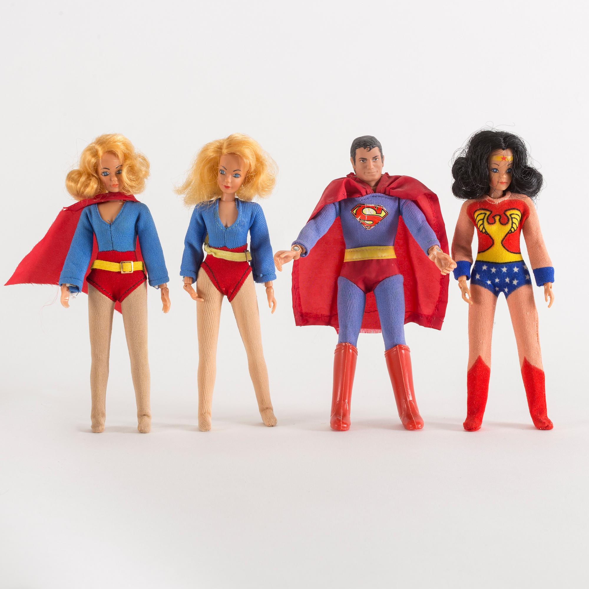 WORLDS GREATEST SUPER HEROES, 8 stycken actionfigurer, DC comics, Mego, 1970-tal.