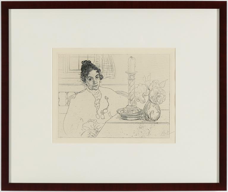 CARL LARSSON, etching, signed C.L. in pencil. Executed 1913. State 2. 165 signed copies. "An Artist's Wife".