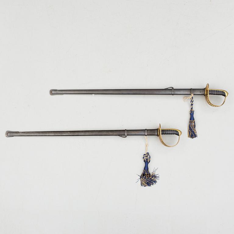 SABLAR, 2 stycken, m/1893, Sverige, för manskap vid kavalleriet.