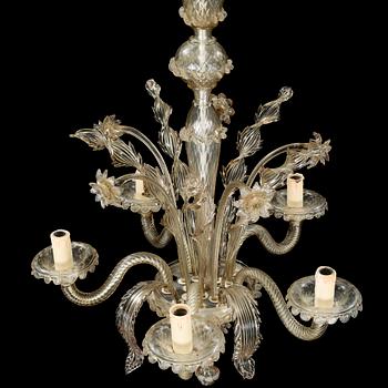 A ca mid 20th century Venetian style glass chandelier.