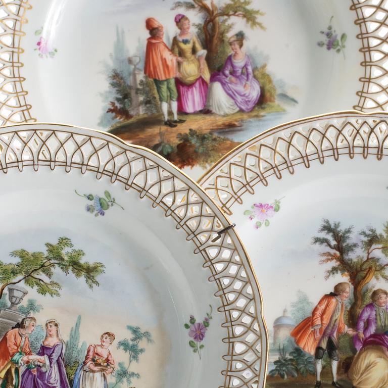 SERVISDELAR, Meissen 3 (+5) delar, 18/1900-tal.