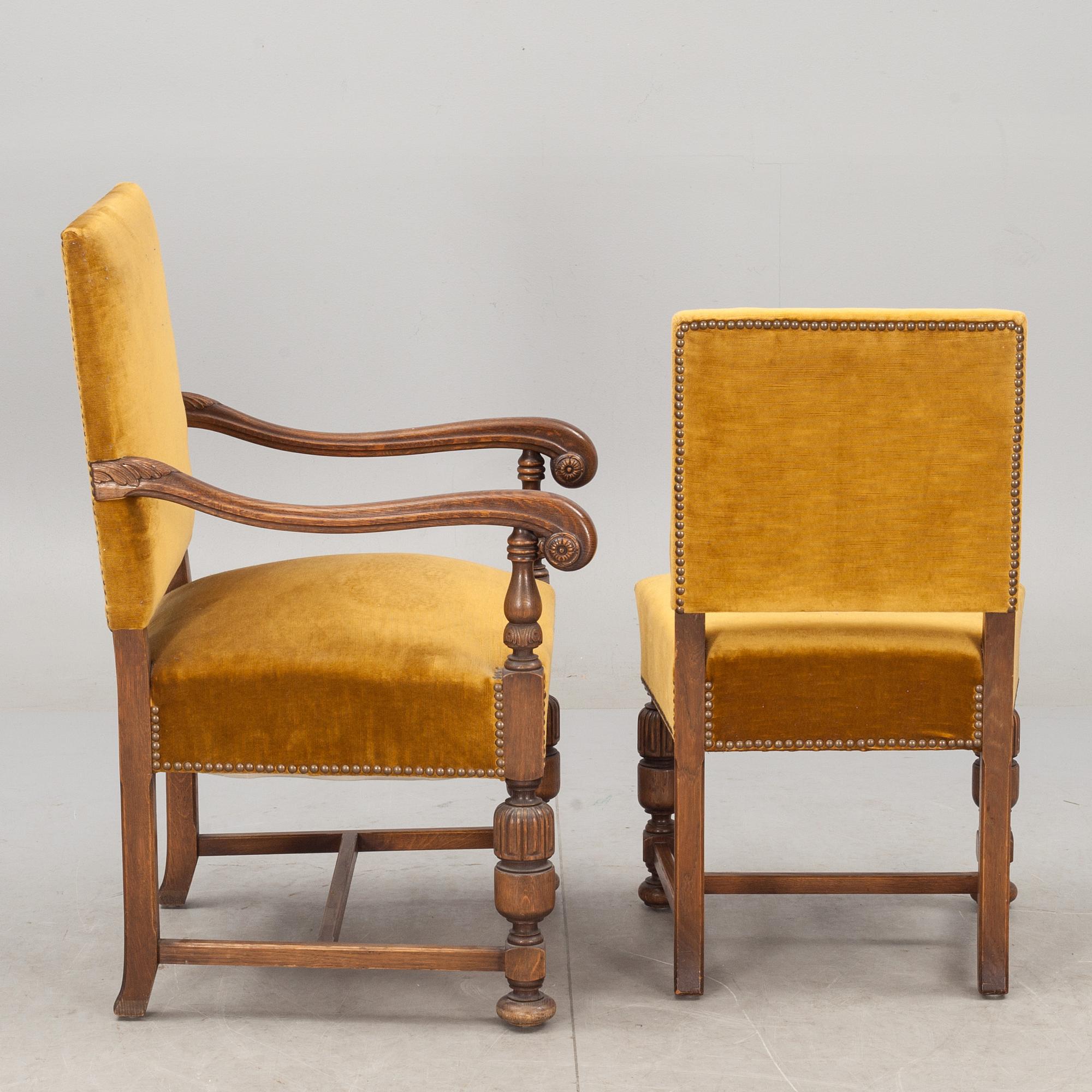 STOLAR samt KARMSTOLAR, 10+2 st, Barockstil. 1900-talets mitt.