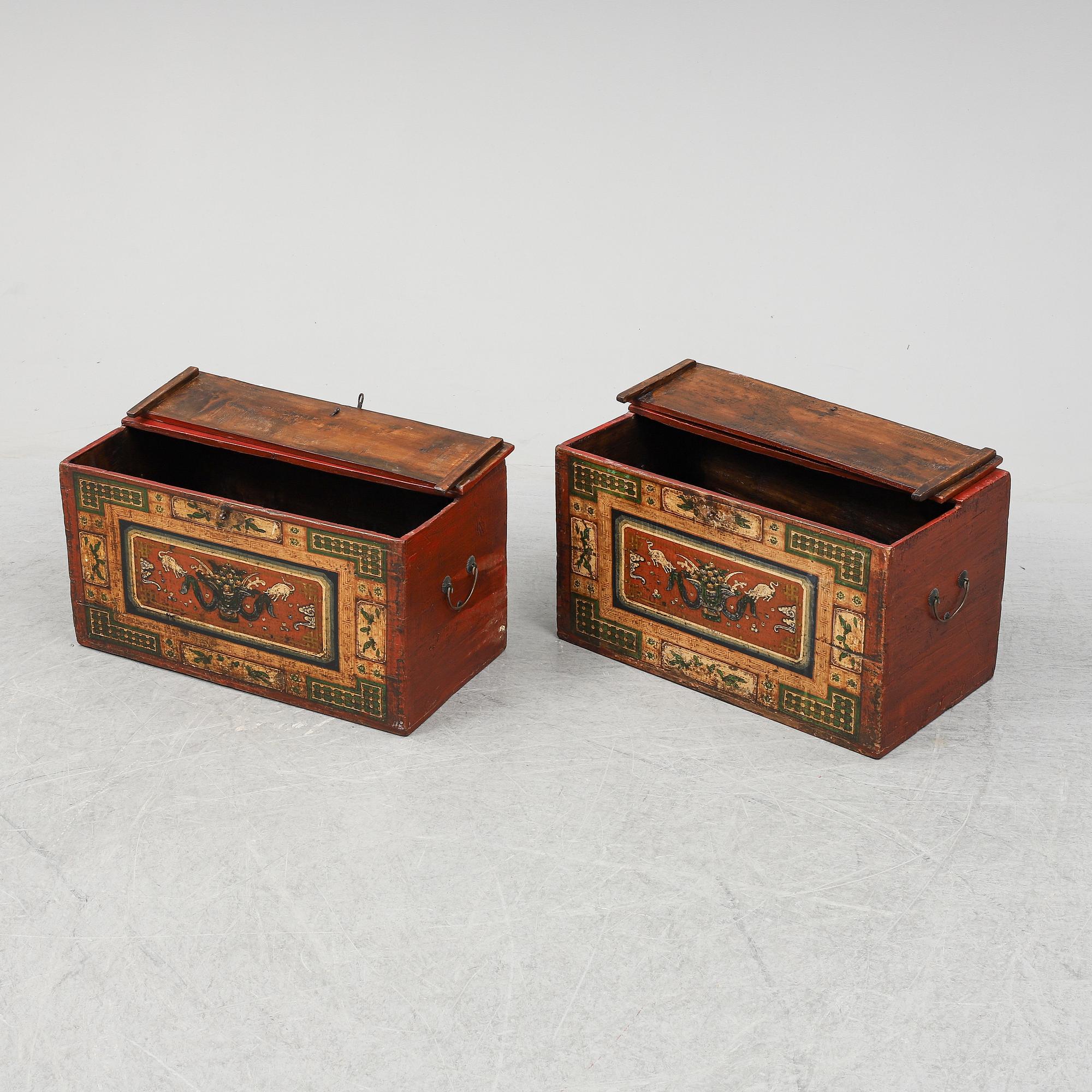 Two Chinese wooden cabinets, 20th century.