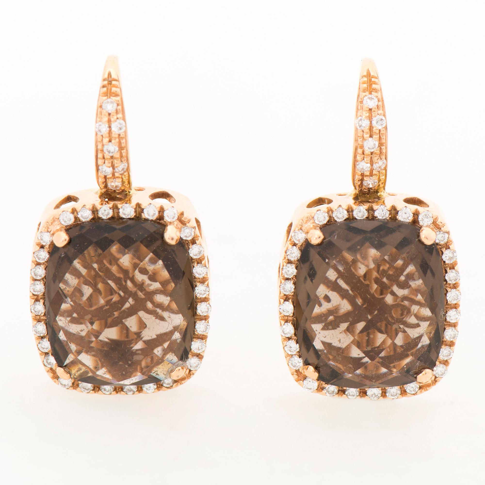 A PAIR OF ZOCCAI EARRINGS, smoky quartz, diamonds, 18K gold. Italy.