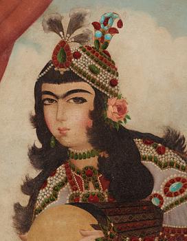 Persian school, "The Lady with the Tunbak" late Qajar dynasty - first half of the 20th century.