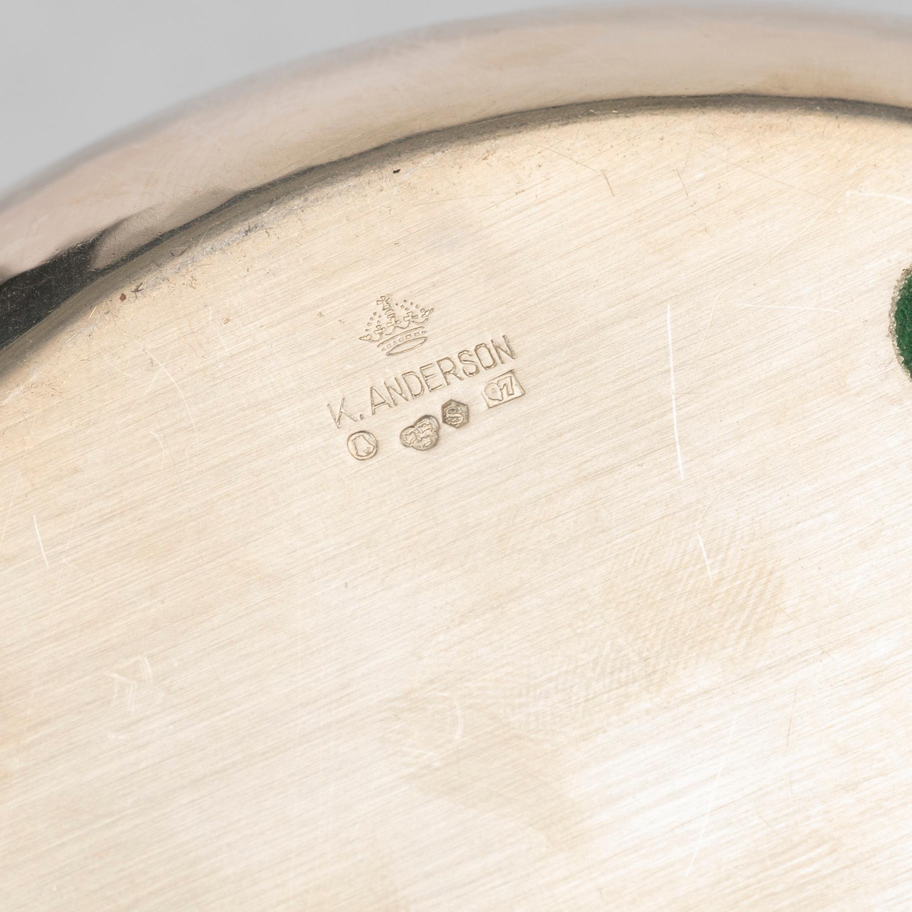 A pair of silver bowls with handles, K. Anderson, 1918.