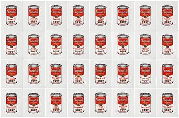 Richard H. Pettibone, "Andy Warhol, '32 Cans of Campbell's Soup', 1962".