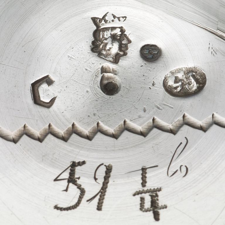 A Swedish 18th century parcel-gilt tea-pot, marks of Gustaf Stafhell d.ä., Stockholm 1739.