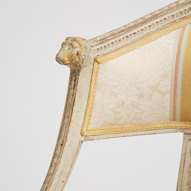 A matched pair of late Gustavian armchairs.