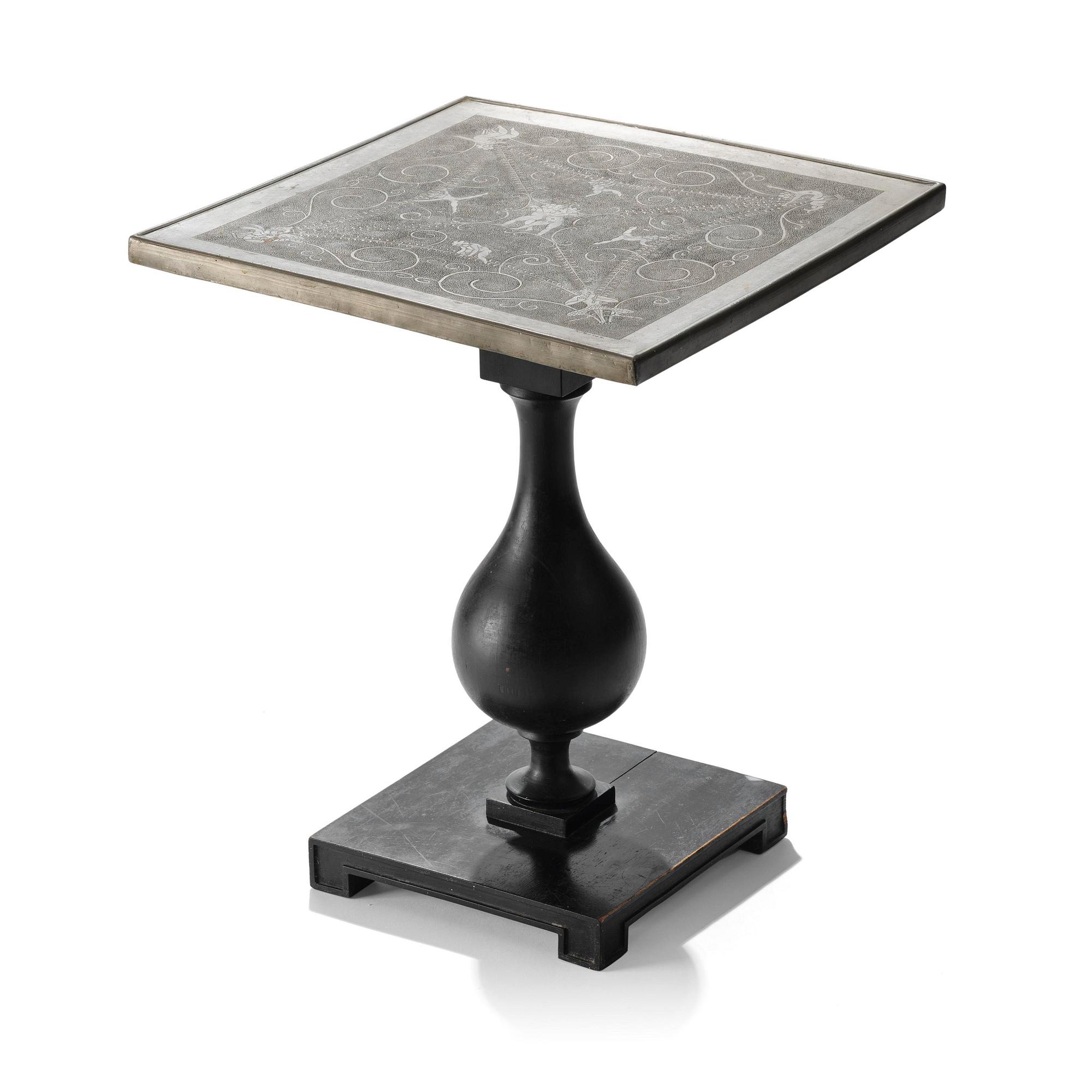 Anna Petrus, a pewter top tray table on a base by Uno Åhrén, executed in her studio, Stockholm, ca 1922-25.