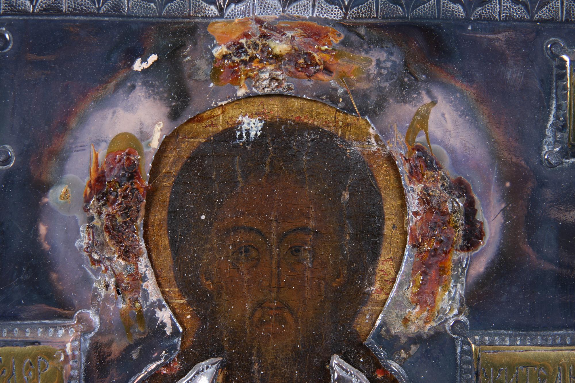 IKON MED RIZZA, silver, Ryssland, 1800/1900-tal.