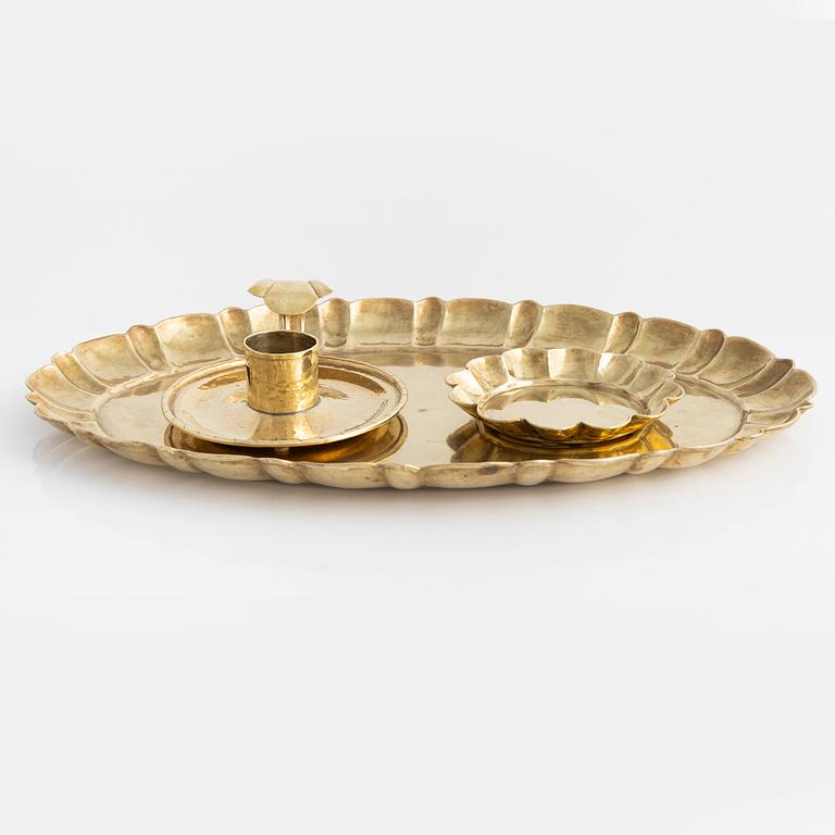 Lars Holmström, a tray, bowl and candle holder, Arvika, Sweden,