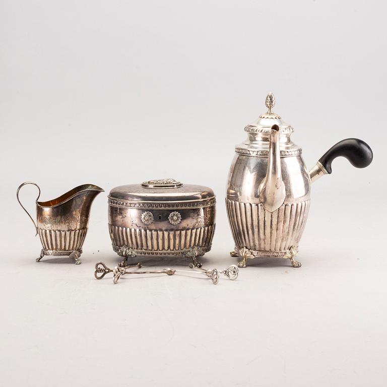 Kaffeservis, silver, 3 delar, bland annat GAB, Stockholm, 1908.