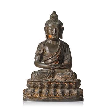 1241. A large gilt lacquered figure of Buddha, Ming dynasty (1368-1644).