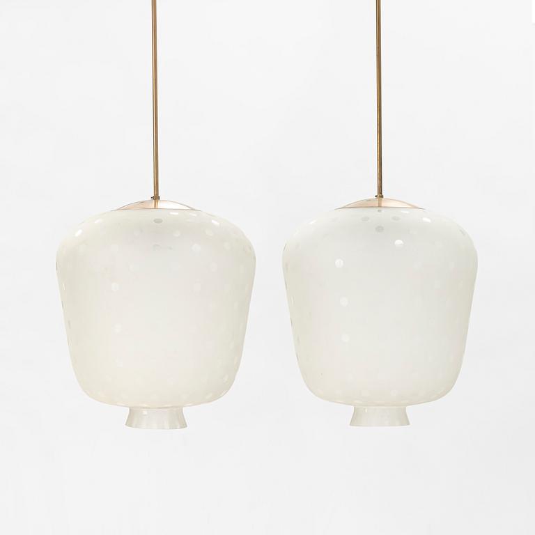 Flygsfors Glasbruk, a pair of ceiling lamps, version of model "513 P", 1940-50s.