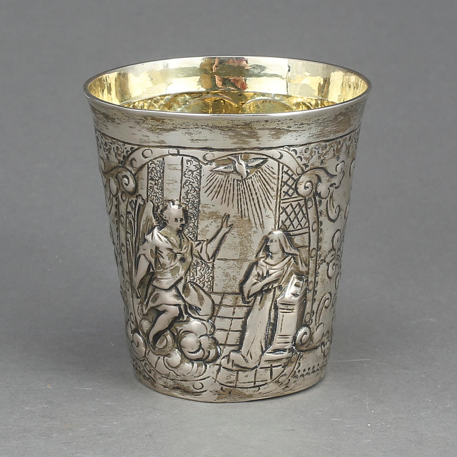 BÄGARE, silver, barockstil, troligen 1800-tal. Vikt ca 112g.
