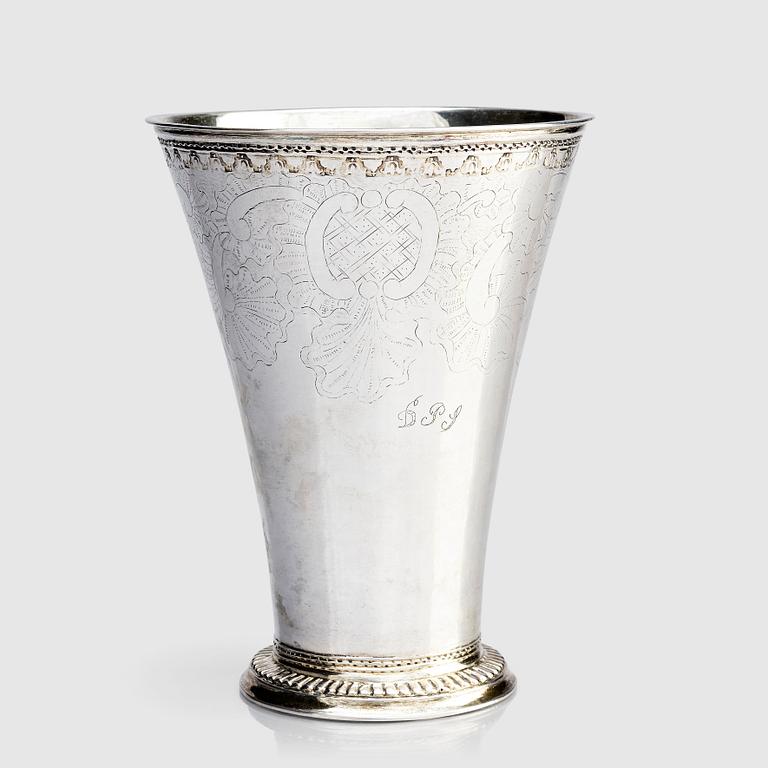 Carl Fahlberg, bägare, delvis förgyllt silver,  Uppsala 1771. Rokoko.